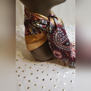 Gold Satin Print Scarf